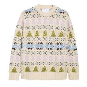 NN07 Stein Holiday Crewneck Sweater Ecru Multi Size Large